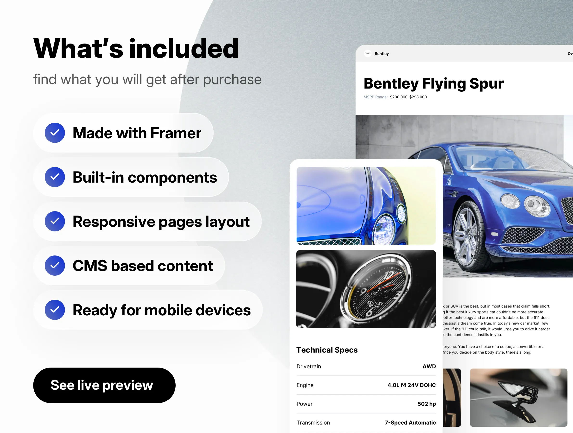 Framer Template for luxury car rent Framer Template for luxury car rent