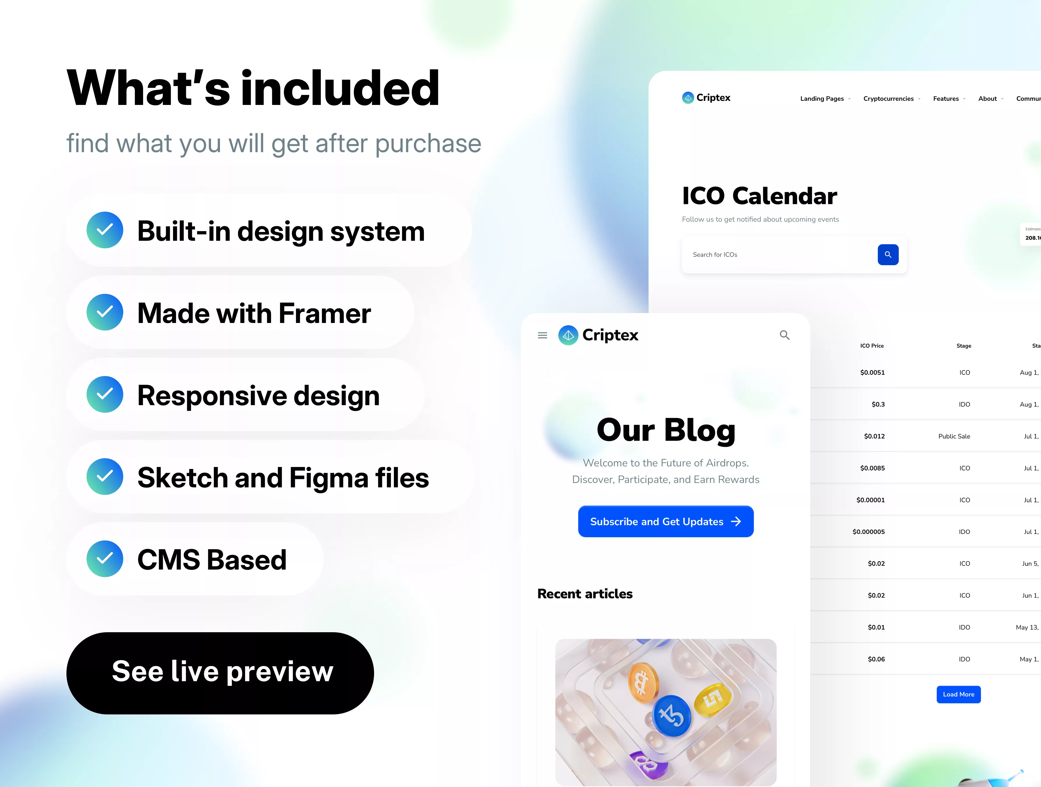 No-code Framer template for Crypto websites