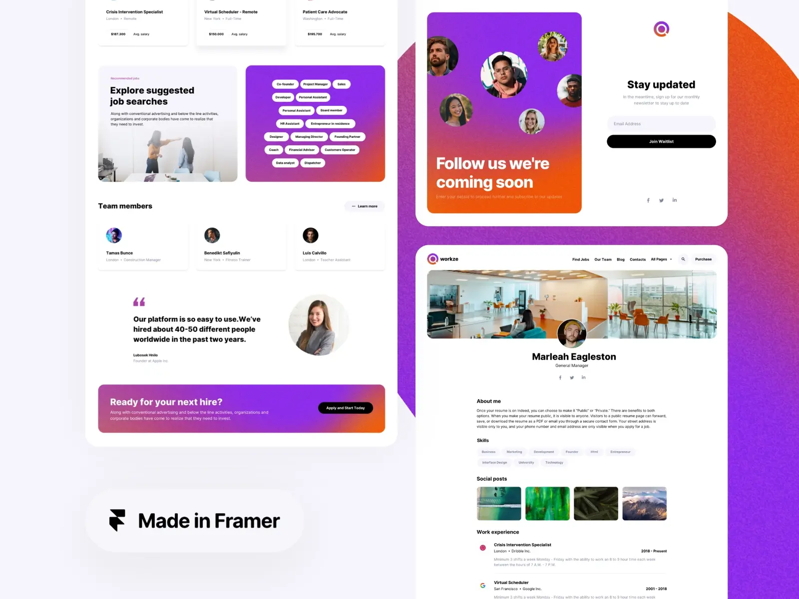 Workze template for Framer updated